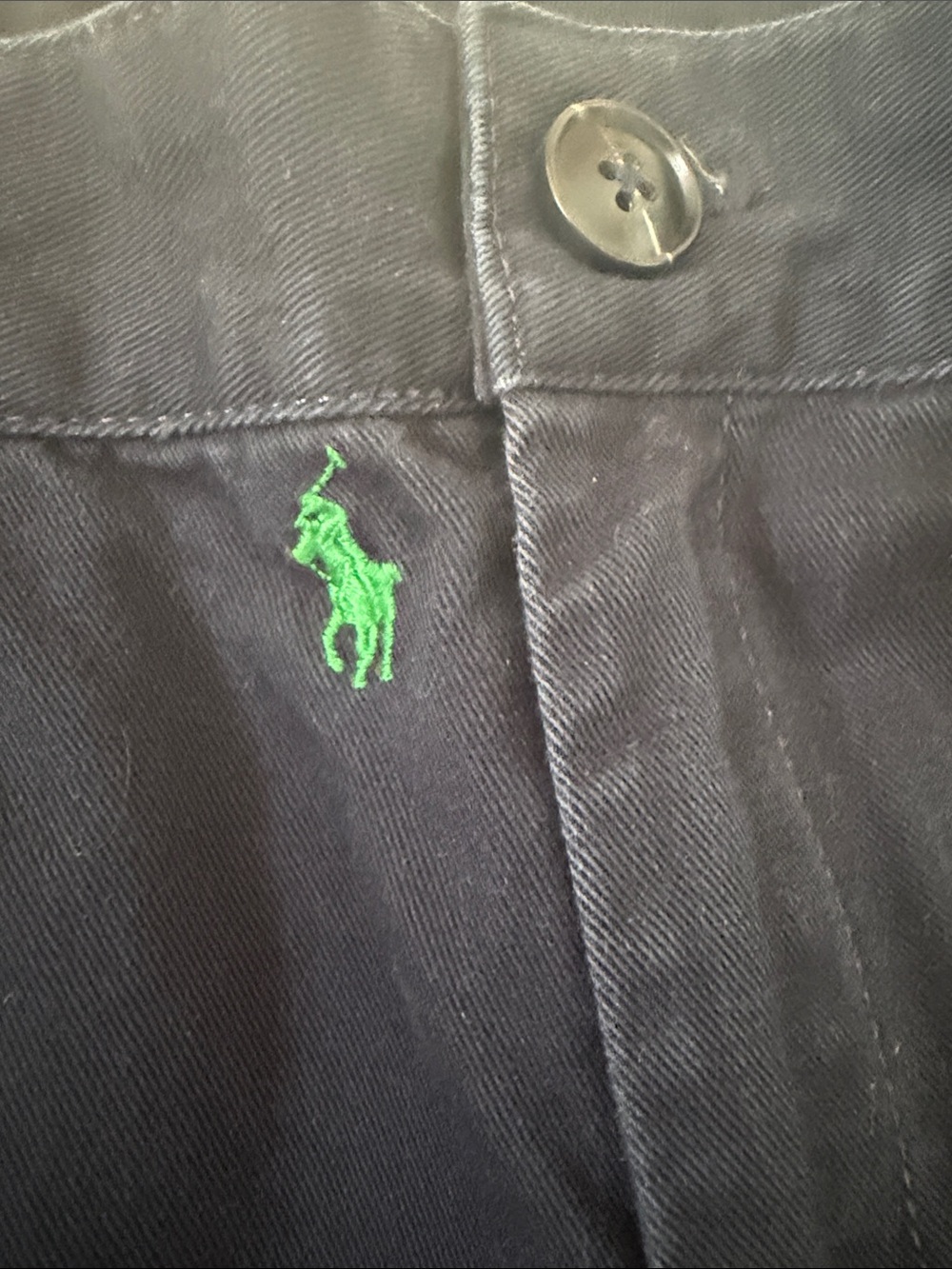 Polo Ralph Lauren Navy Chinos w/Green all over Pony Pants Size 2 - Picture 4 of 10